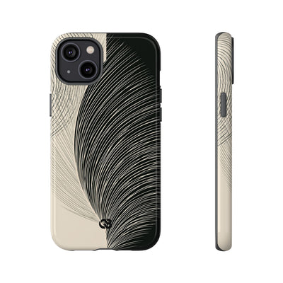 Beige Tough Phone Case for iPhone - Obsidian Cream Plume