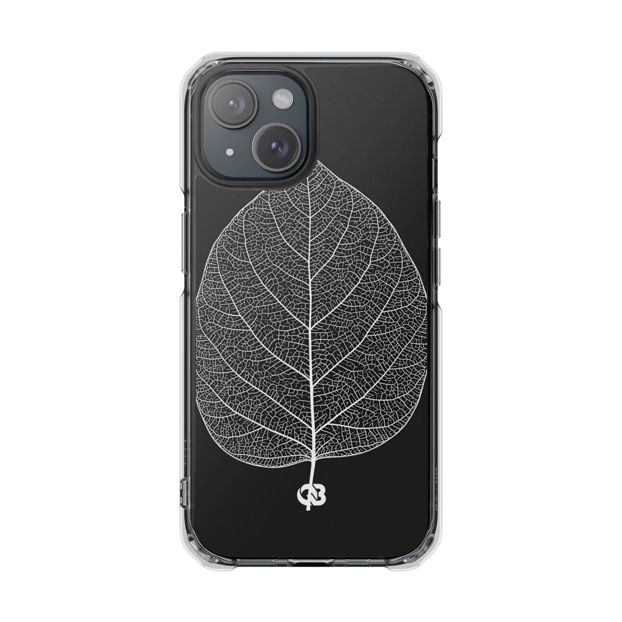 Black Impact MagSafe Phone Case for iPhone - Bleached Leaf Lattice