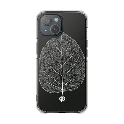 Black Impact MagSafe Phone Case for iPhone - Bleached Leaf Lattice