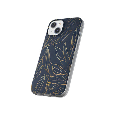 Gilded Navy Foliage · Soft Phone Case for iPhone