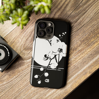 Black Tough Phone Case for iPhone - Lunar Orchid Grid