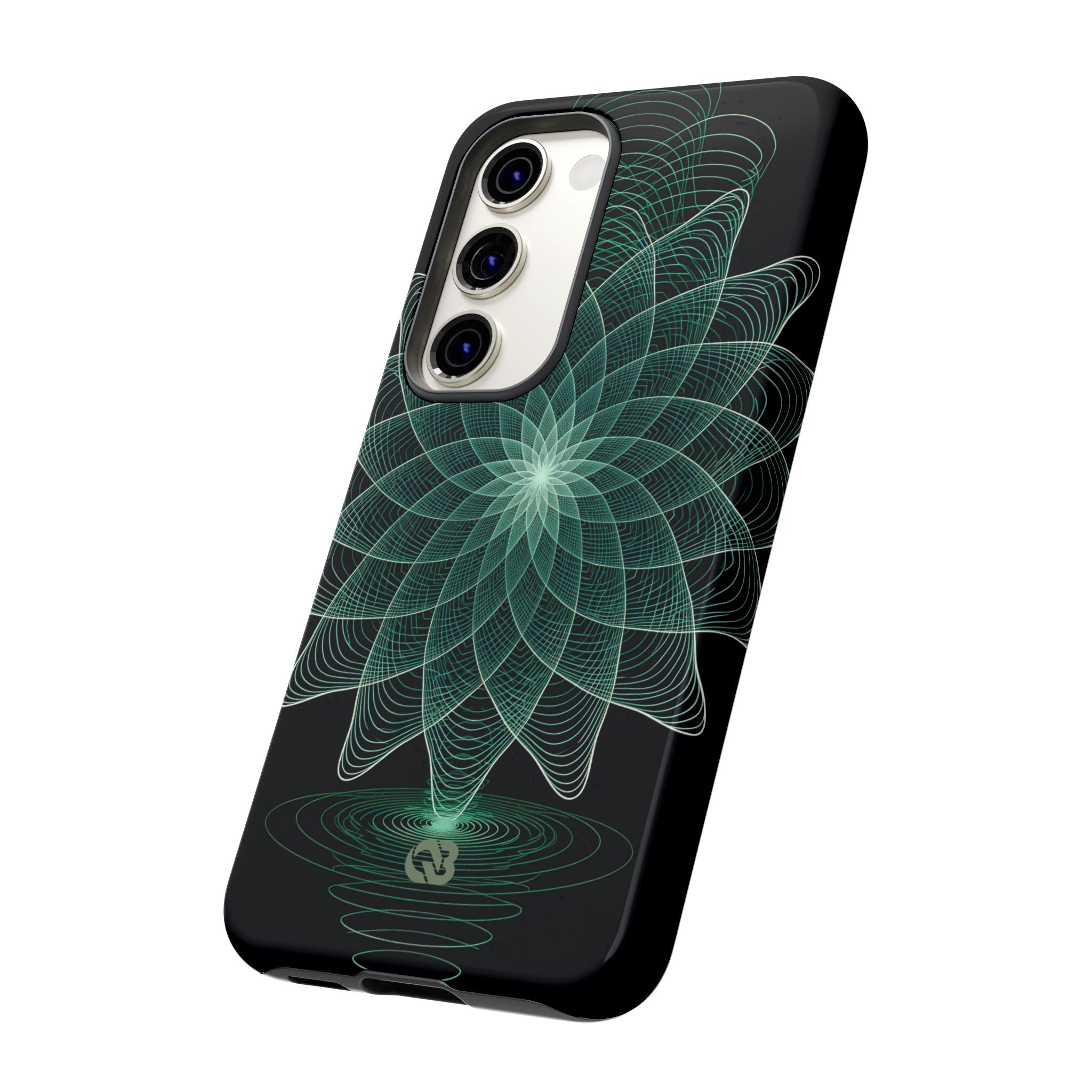 Green Tough Phone Case for Samsung - Cyan Signal Bloom
