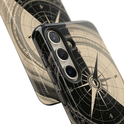 Beige Tough Phone Case for Samsung - Obsidian Nautical Blueprint