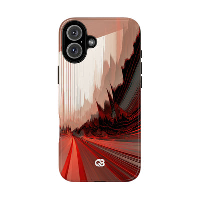Red Tough Phone Case for iPhone - Crimson Pulse Horizon