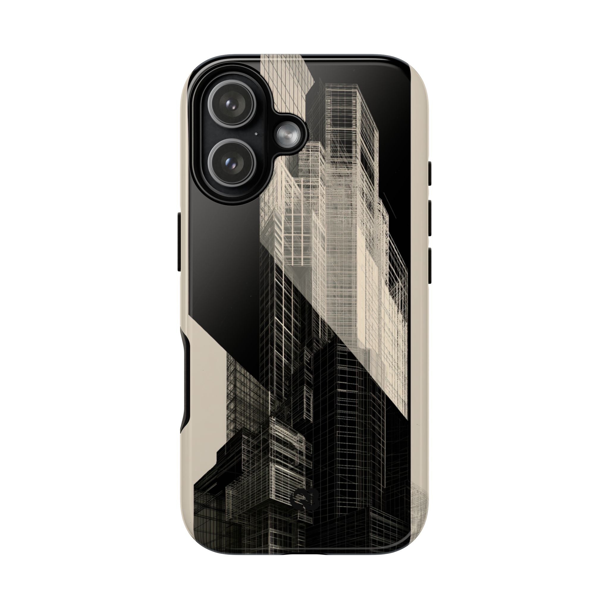 Beige Tough Phone Case for iPhone - Monolith Urban Grid