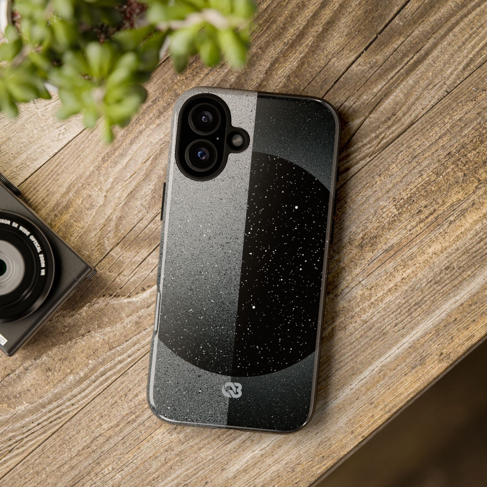 Black Tough Phone Case for iPhone - Lunar Static Orbit