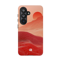 Red Tough Phone Case for Samsung - Crimson Ridge Lines