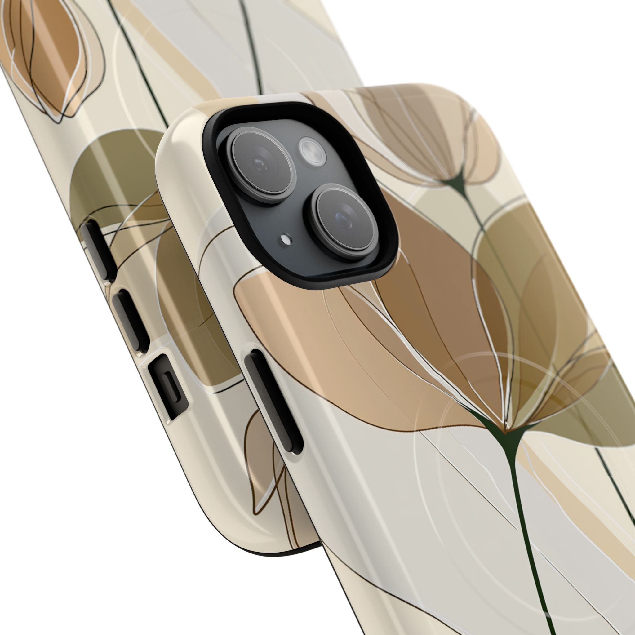 Beige Tough 2.0 Magsafe Phone Case for iPhone - Muted Ochre Petals