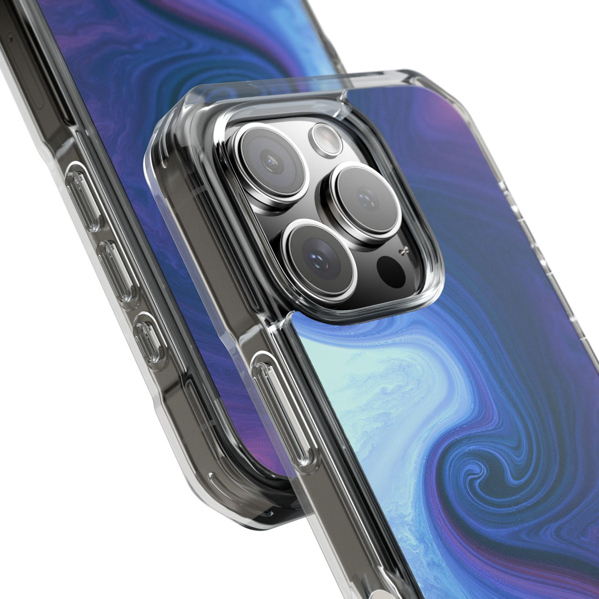 Azure Fluid Swirl · Clear Impact Magnetic Phone Case for iPhone · Blue