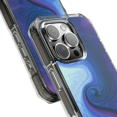 Azure Fluid Swirl · Clear Impact Magnetic Phone Case for iPhone · Blue