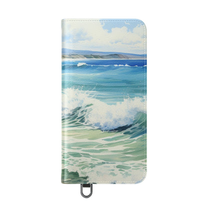 Vaahdottavat siniset aallot - Samsung S25 -lompakkokotelo