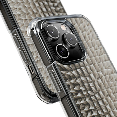 Beige Impact MagSafe Phone Case for iPhone - Bone Spiked Grid