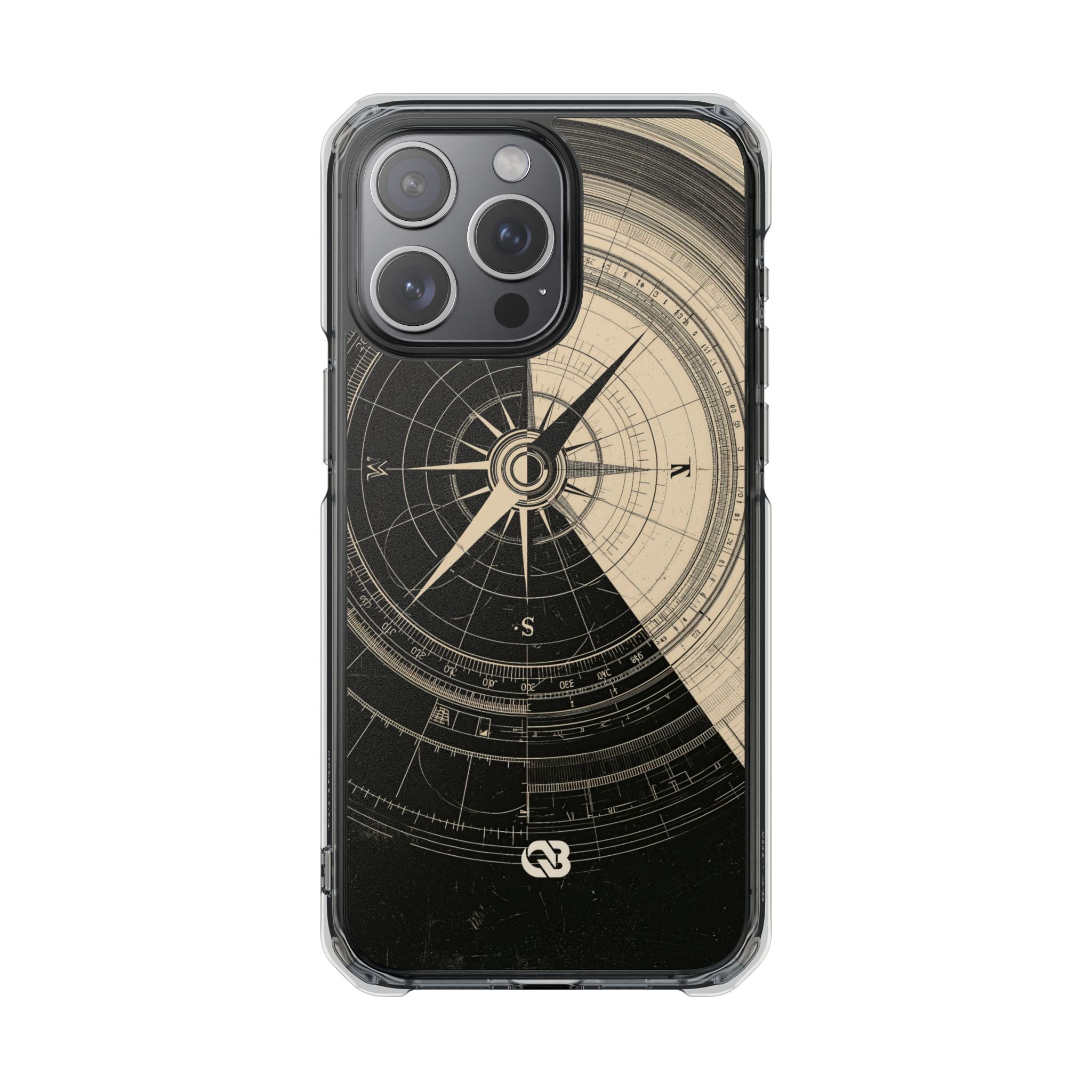 Beige Impact MagSafe Phone Case for iPhone - Obsidian Nautical Blueprint