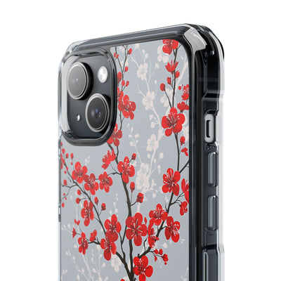 Grey Impact MagSafe Phone Case for iPhone - Crimson Sakura Slate