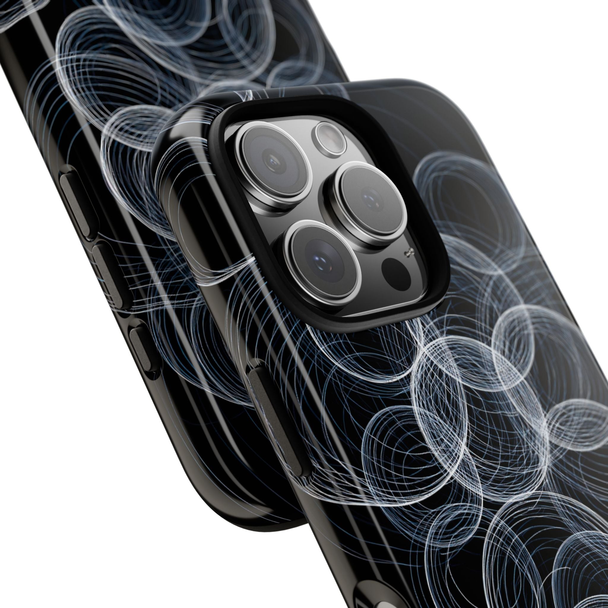 Black Tough Phone Case for iPhone - Frosted Ring Matrix