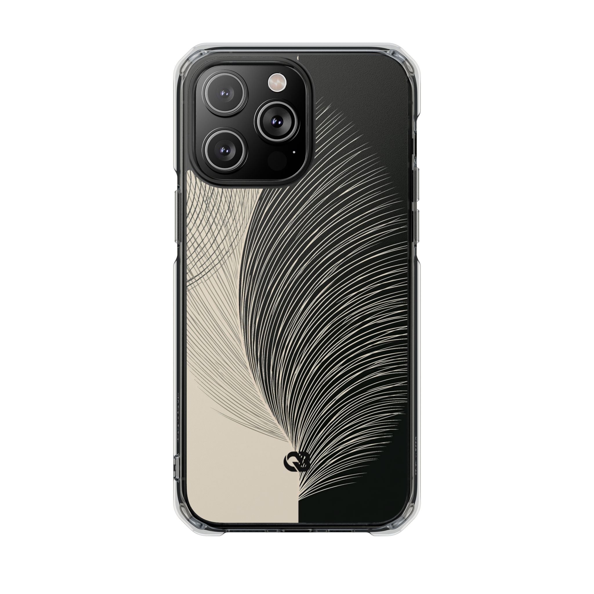 Beige Impact MagSafe Phone Case for iPhone - Obsidian Cream Plume