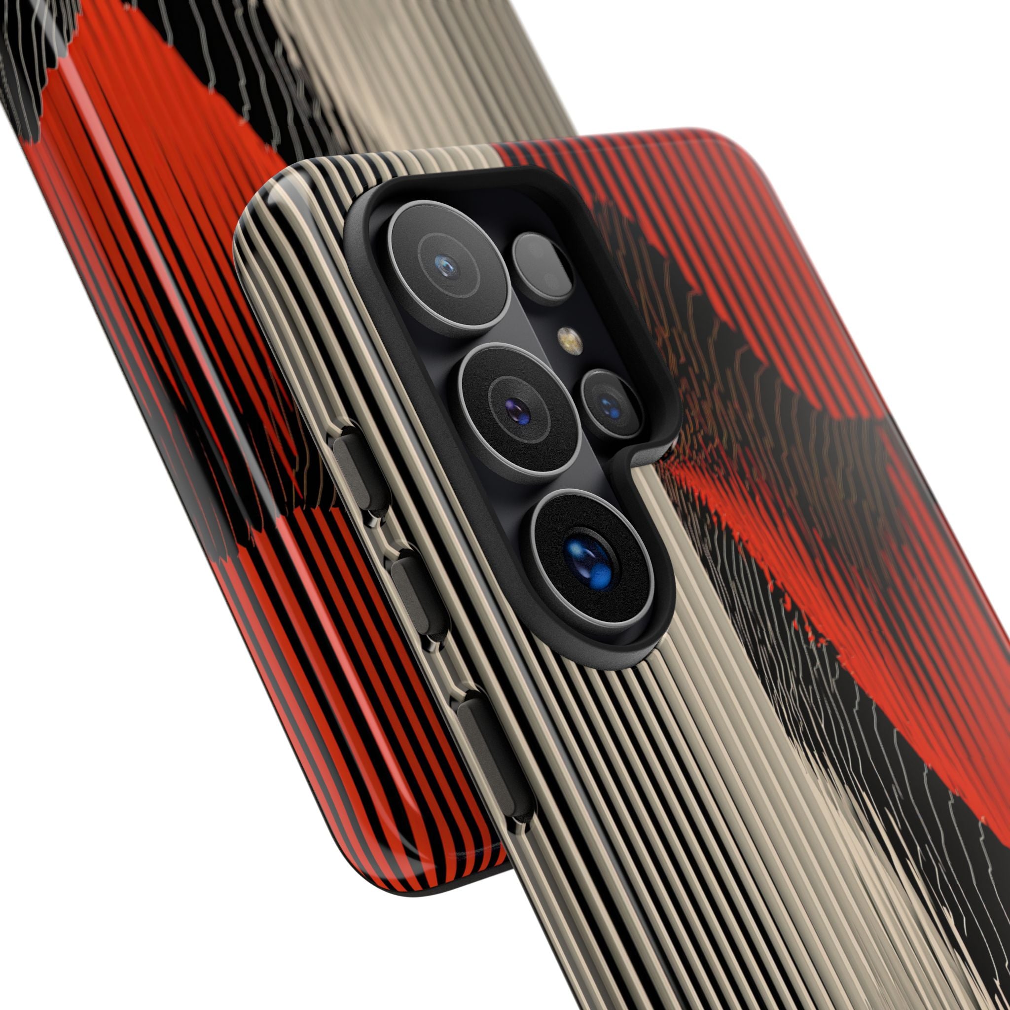 Red Tough Phone Case for Samsung - Crimson Pulse Topo