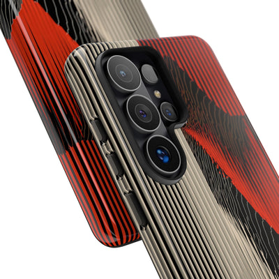 Red Tough Phone Case for Samsung - Crimson Pulse Topo