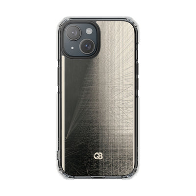 Beige Impact MagSafe Phone Case for iPhone - Brutalist Graphite Grid