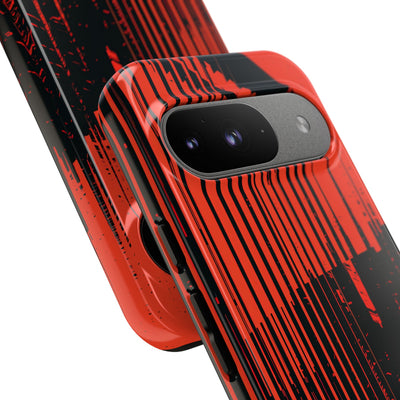 Red Tough Phone Case for Google Pixel - Crimson Brutalist Distortion