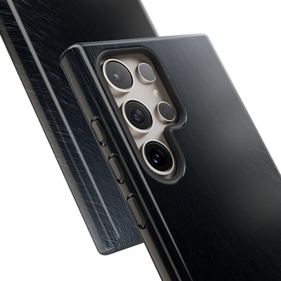Black Tough Phone Case for Samsung - Midnight Brushed Grain