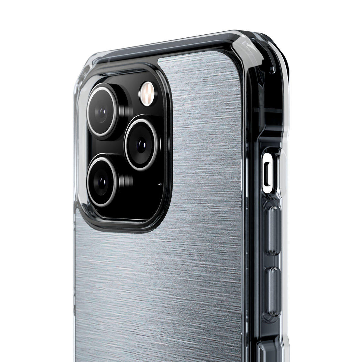 Brushed Aluminum · Clear Impact Magnetic Phone Case for iPhone ·  Silver