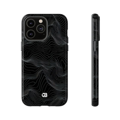 Black Tough Phone Case for iPhone - Obsidian Topo Wireframe