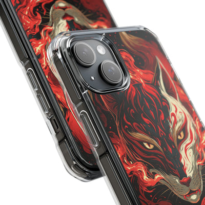 Crimson Kitsune Spirit · Clear Impact Magnetic Phone Case for iPhone · Red