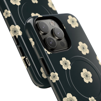 Teal Tough 2.0 Magsafe Phone Case for iPhone - Obsidian Cream Petals