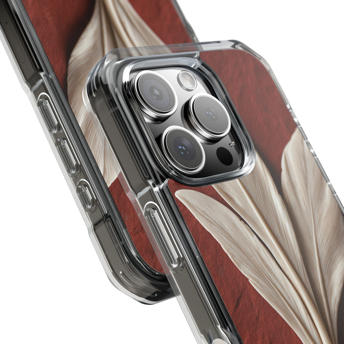 Carved Ivory Plume · Clear Impact Magnetic Phone Case for iPhone · Red