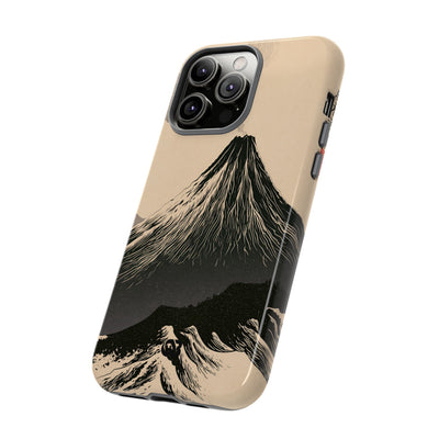 Beige Tough Phone Case for iPhone - Obsidian Ink Summit