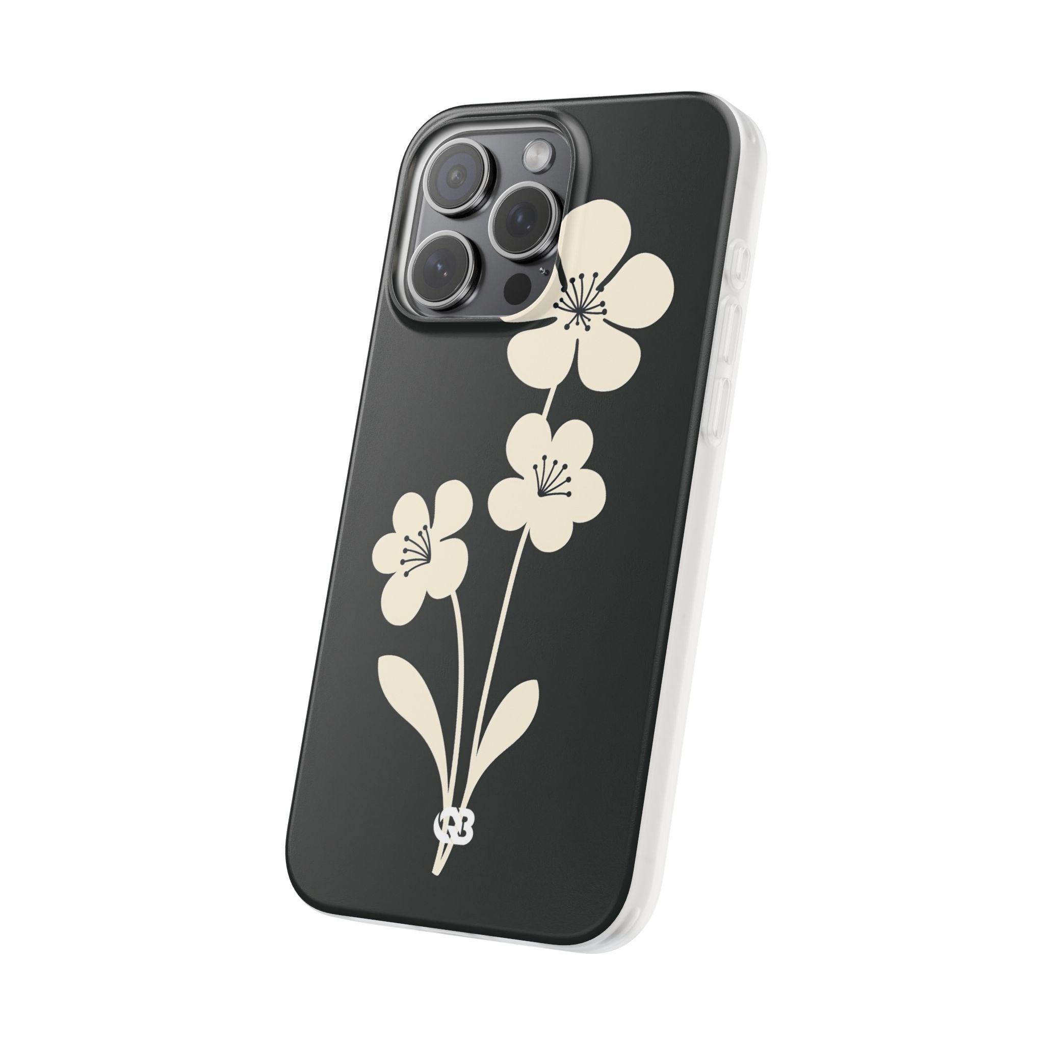 Black Lite Phone Case for iPhone - Obsidian Cream Bloom