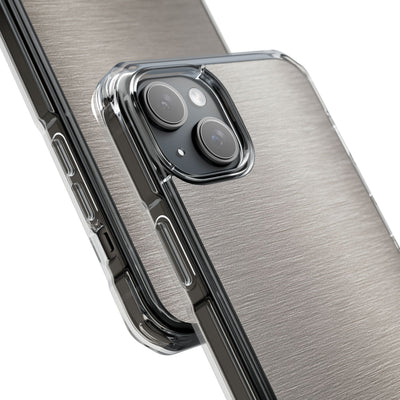 Grey Impact MagSafe Phone Case for iPhone - Brushed Nickel Linen