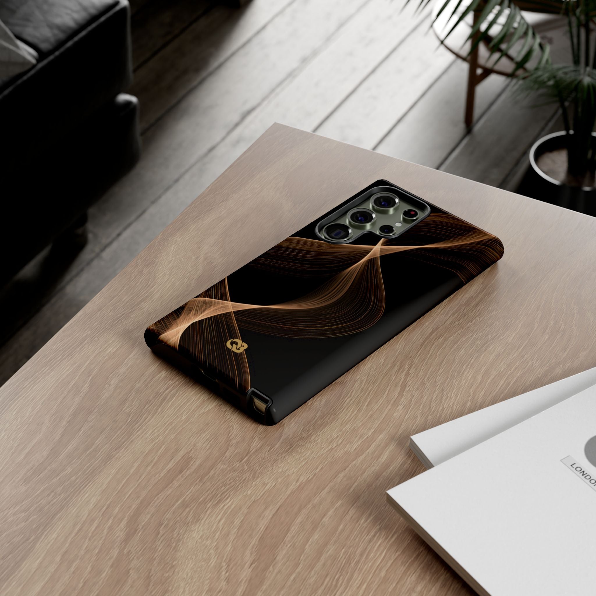 Brown Tough Phone Case for Samsung - Copper Silk Wave