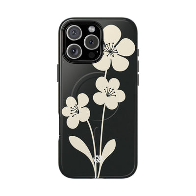 Black Tough 2.0 Magsafe Phone Case for iPhone - Obsidian Cream Bloom