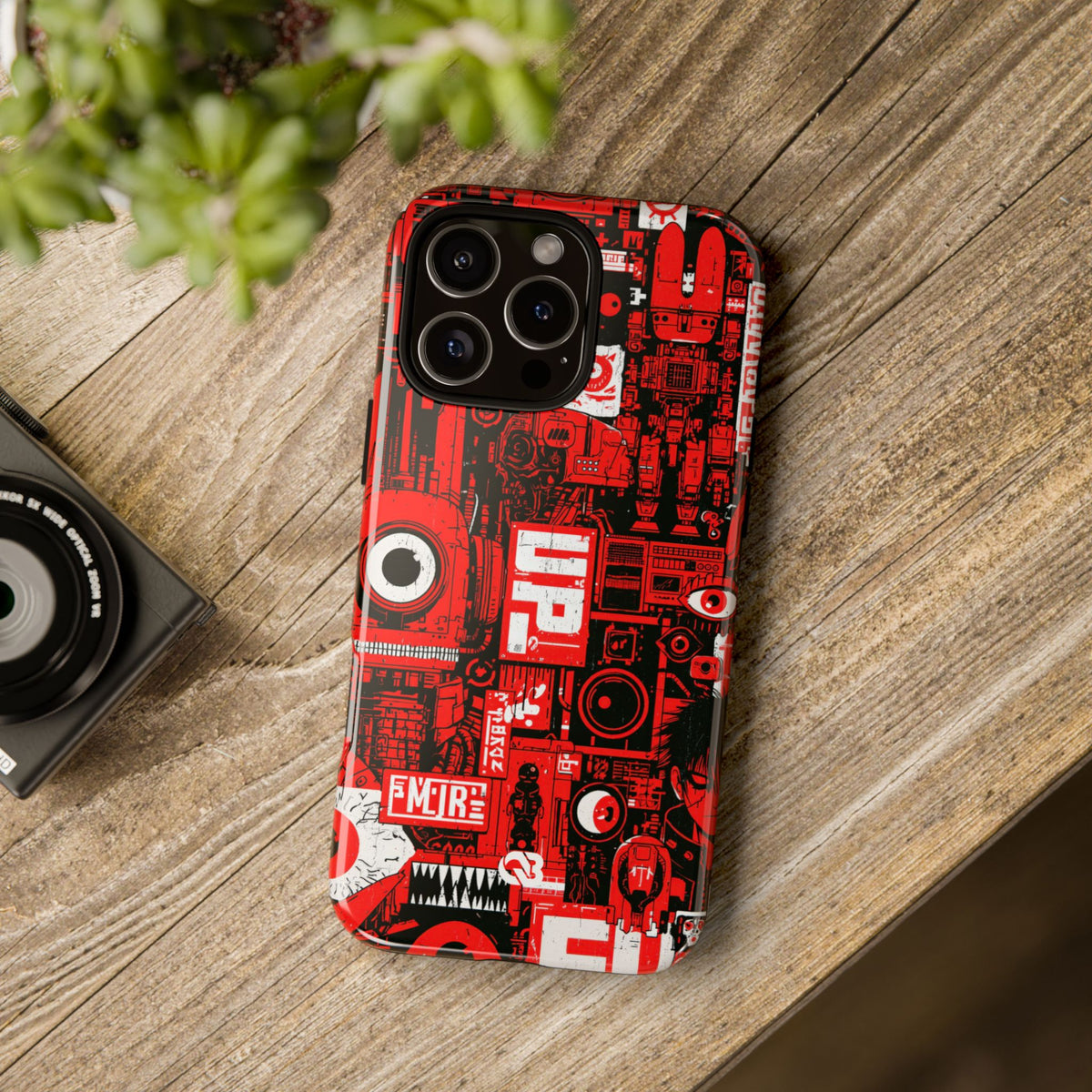 Neo Mecha Collage · Tough Phone Case for iPhone · Red