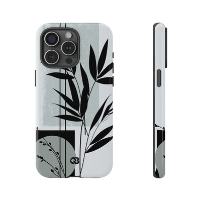 Grey Tough Phone Case for iPhone - Sage Bamboo Noir