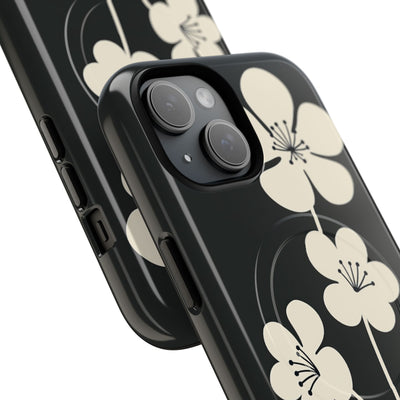 Black Tough 2.0 Magsafe Phone Case for iPhone - Obsidian Cream Bloom