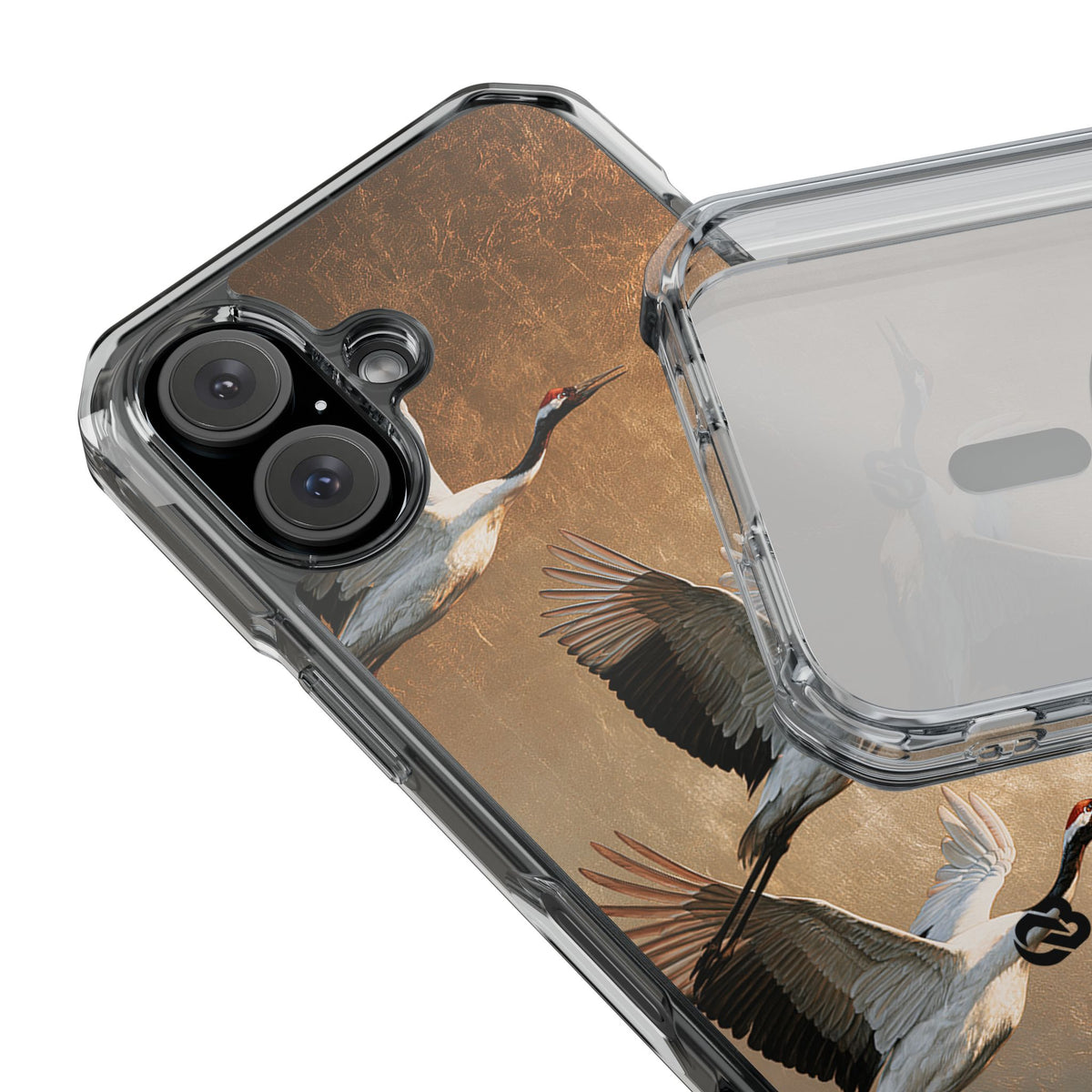Golden Crane Flight · Clear Impact Magnetic Phone Case for iPhone · Gold