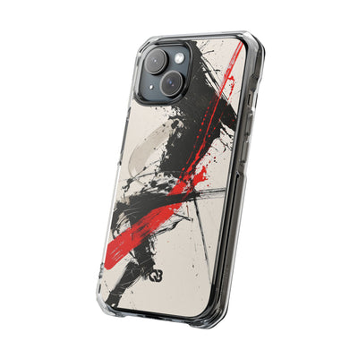 Crimson Sumi Slash · Clear Impact Magnetic Phone Case for iPhone · White