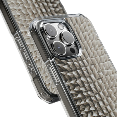 Beige Impact MagSafe Phone Case for iPhone - Bone Spiked Grid