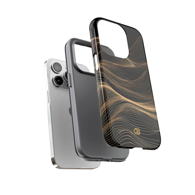 Black Tough Phone Case for iPhone - Copper Topo Ridge