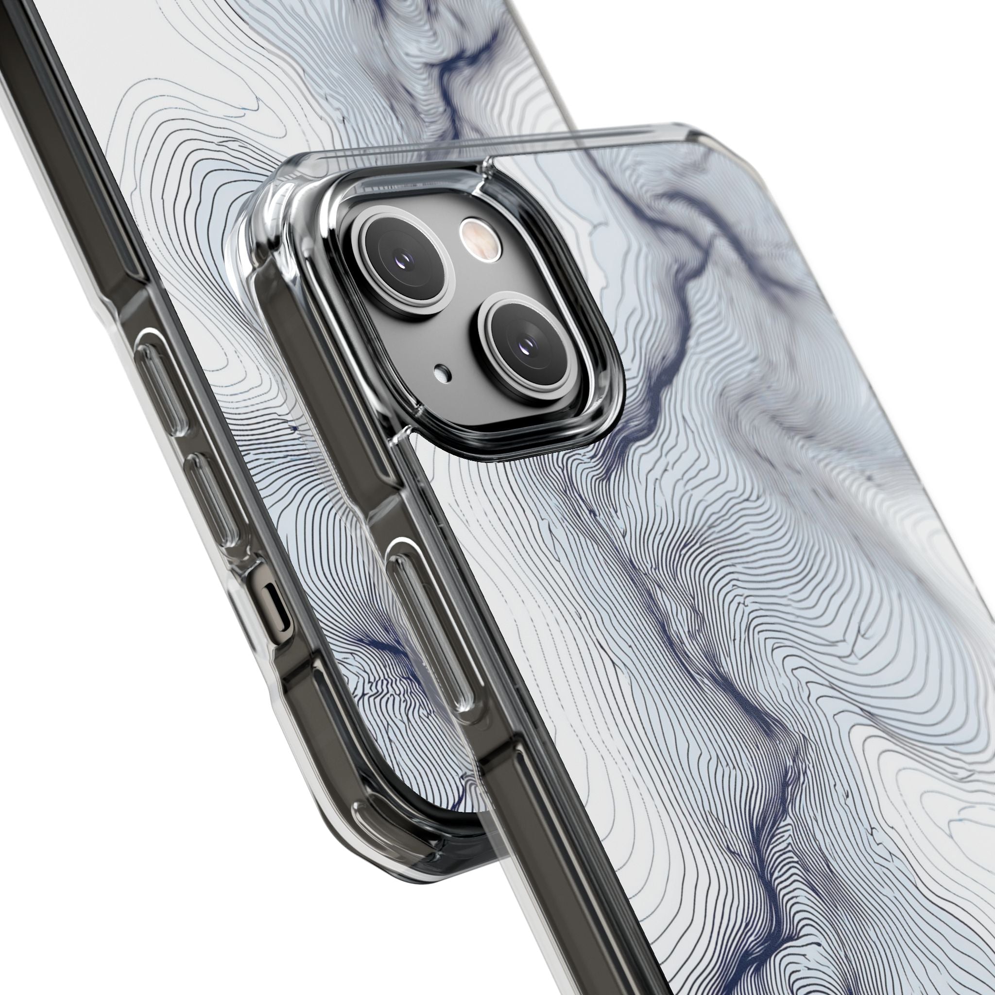 White Impact MagSafe Phone Case for iPhone - Nordic Ridge Topo