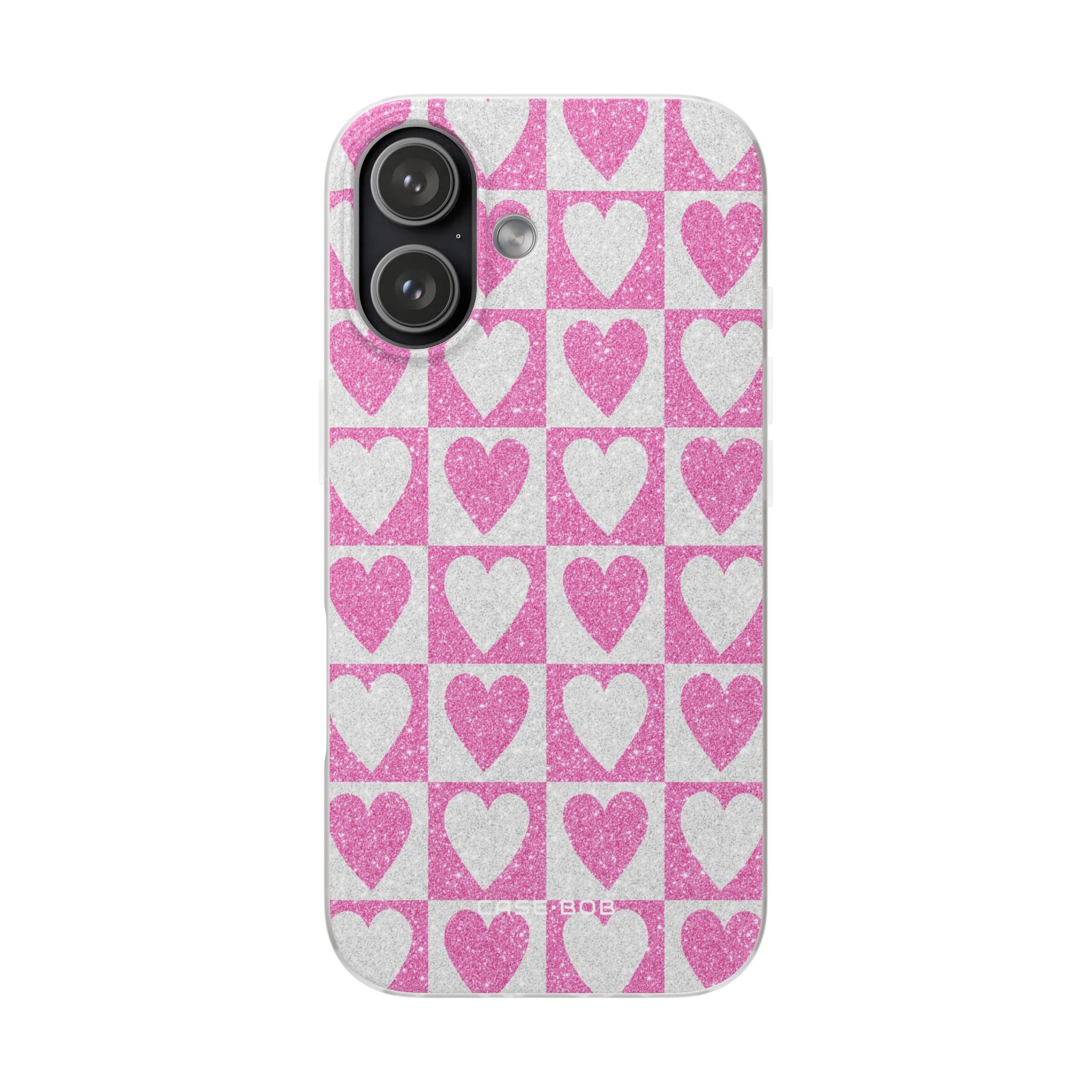 Glitter Heart Grid iPhone 17 Case - Soft - CASE•BOB