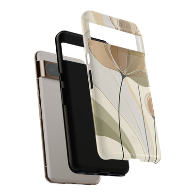 Beige Tough Phone Case for Google Pixel - Muted Ochre Petals