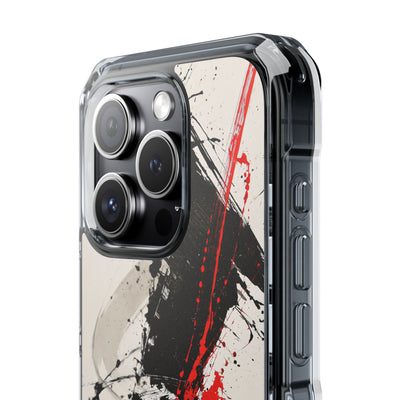 Crimson Sumi Slash · Clear Impact Magnetic Phone Case for iPhone · White