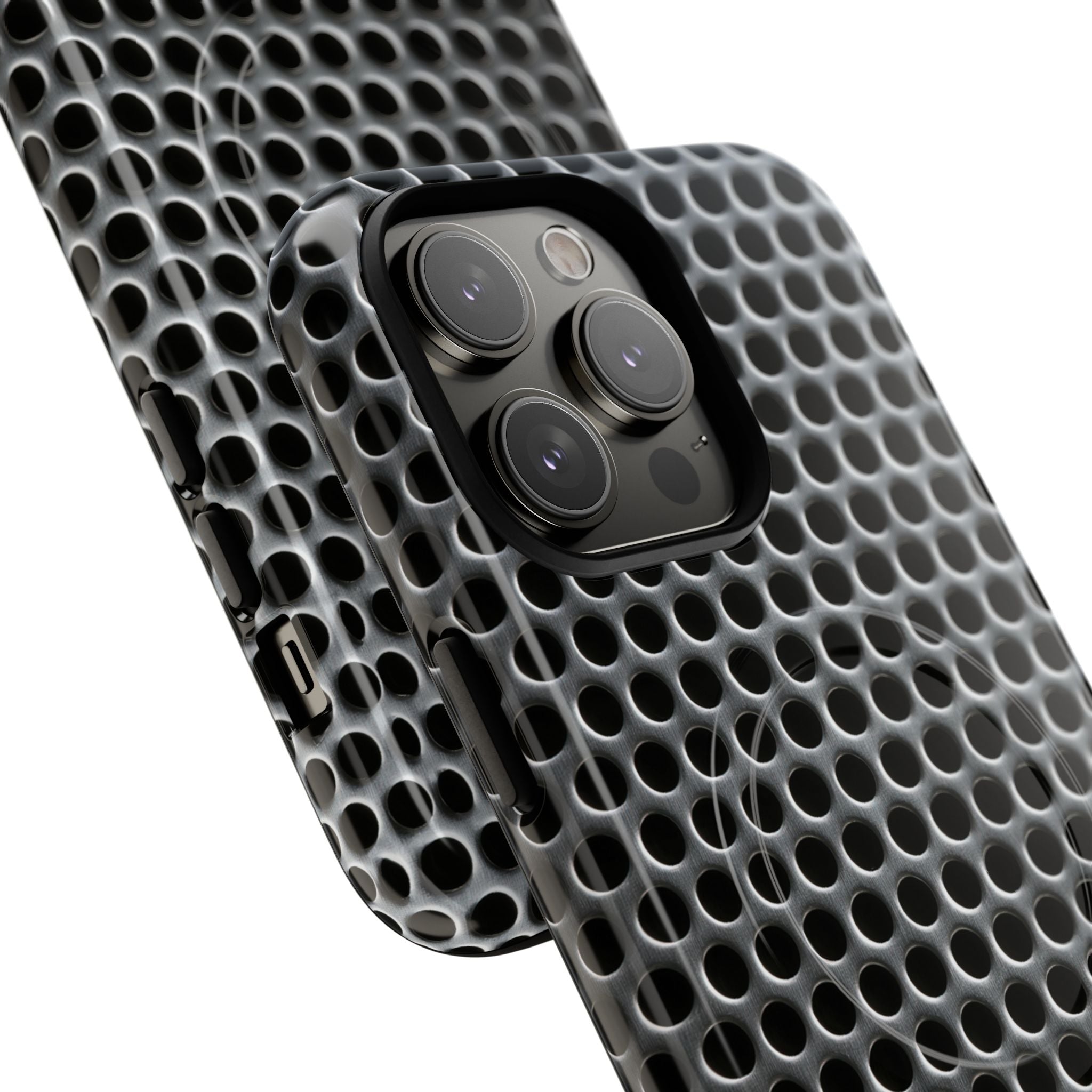Silver Tough 2.0 Magsafe Phone Case for iPhone - Brutalist Steel Mesh