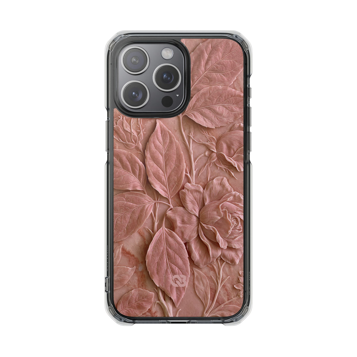 Blush Rose Relief · Clear Impact Magnetic Phone Case for iPhone · Pink