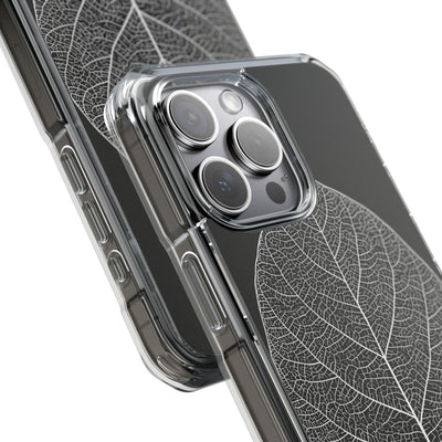 Black Impact MagSafe Phone Case for iPhone - Bleached Leaf Lattice