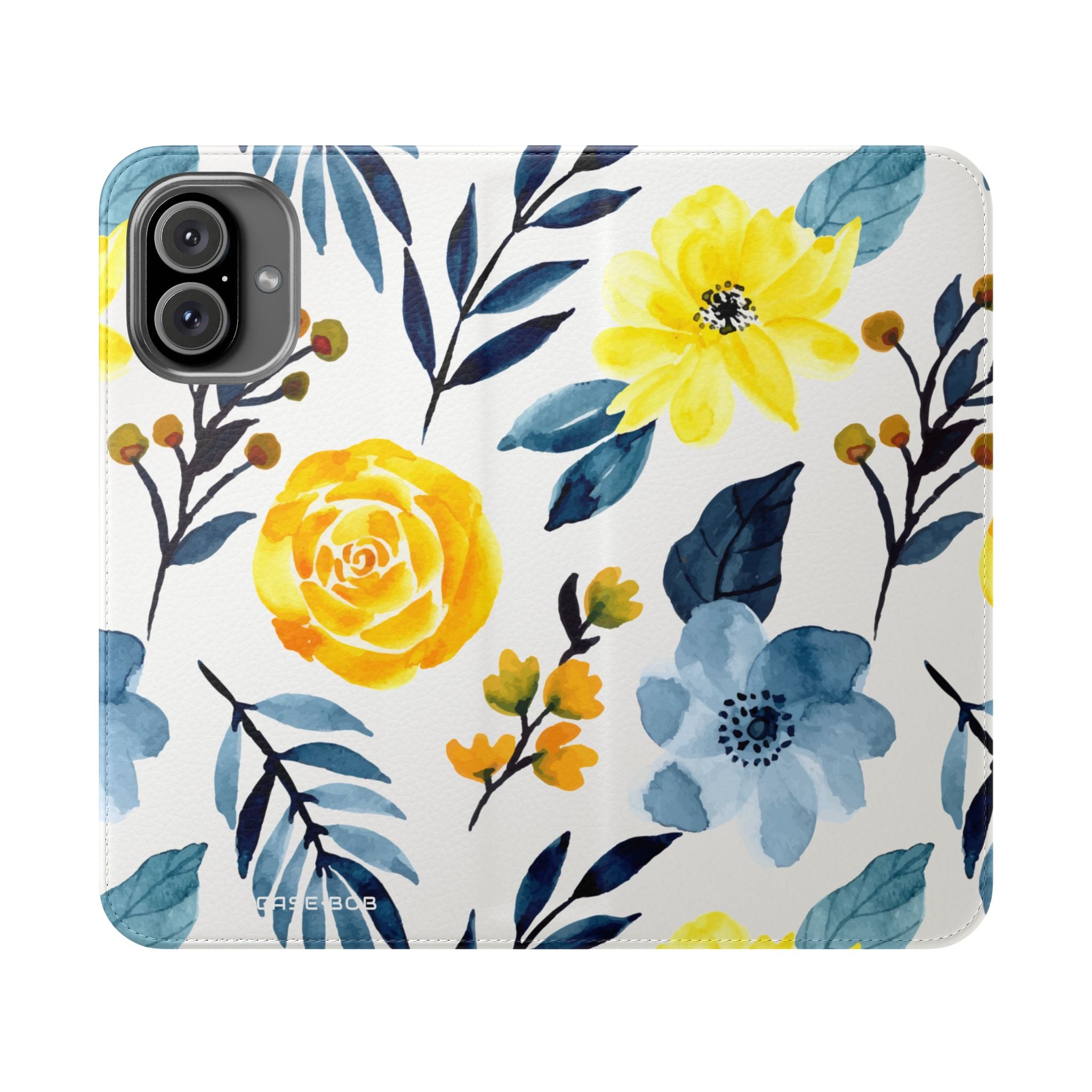 Yellow Blue Blossoms - iPhone 16 Plus Case - Wallet